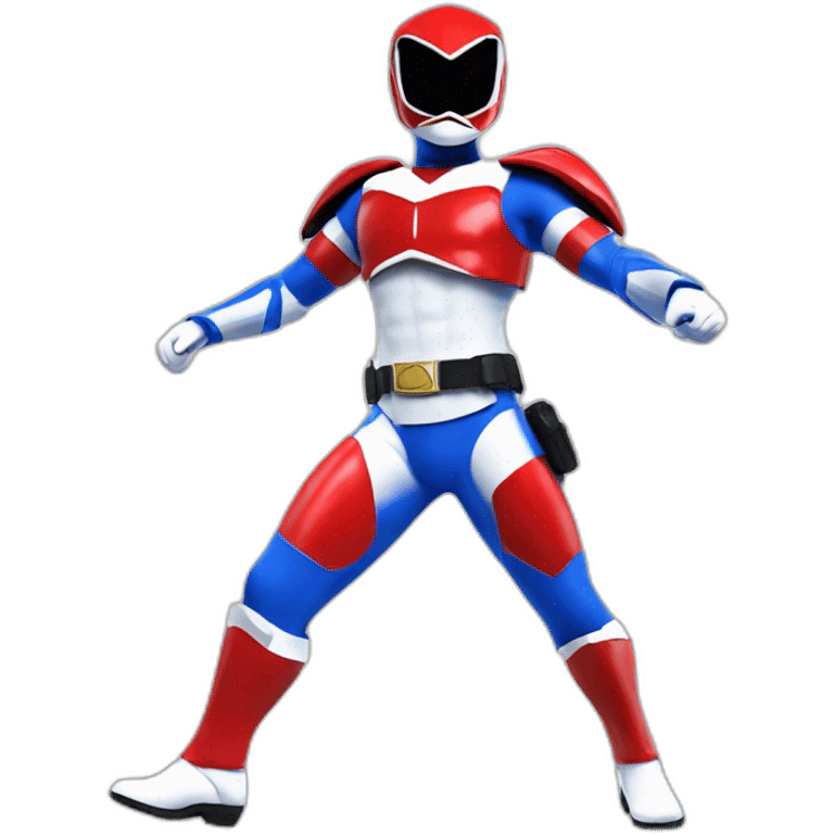 police power ranger full body blue and red and white emoji