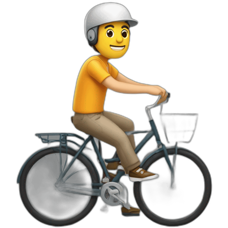 hombre gordo con gorra con bicicleta y castillo emoji