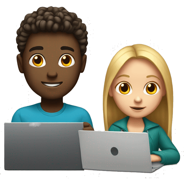 white boy and girl behind laptop emoji