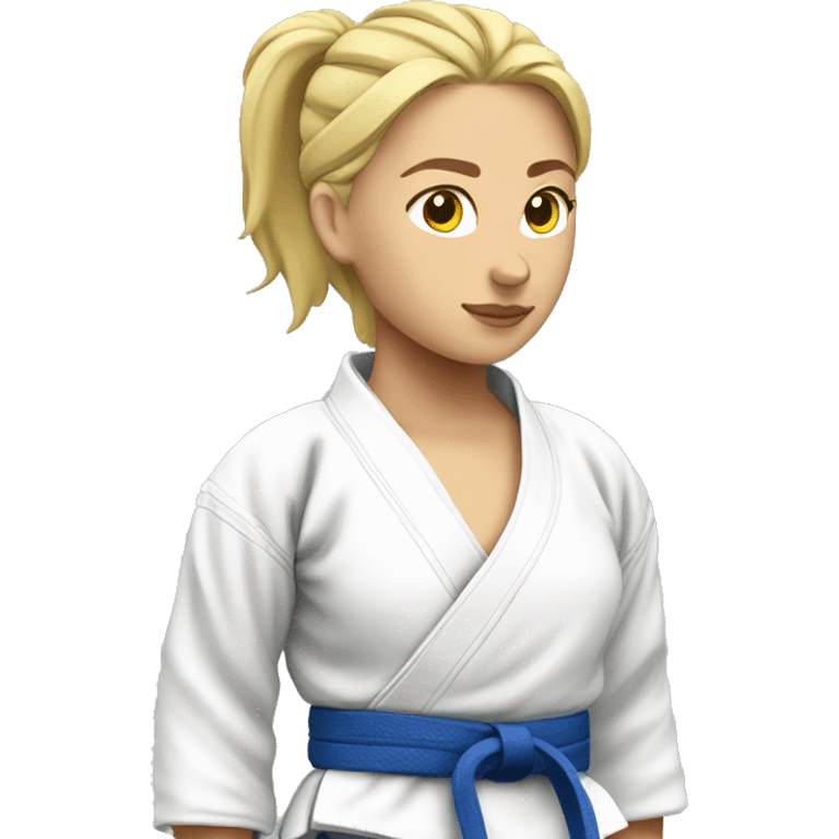 female judo athlete, blonde. side profile emoji