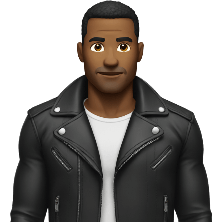 Muscular man in biker jacket  emoji