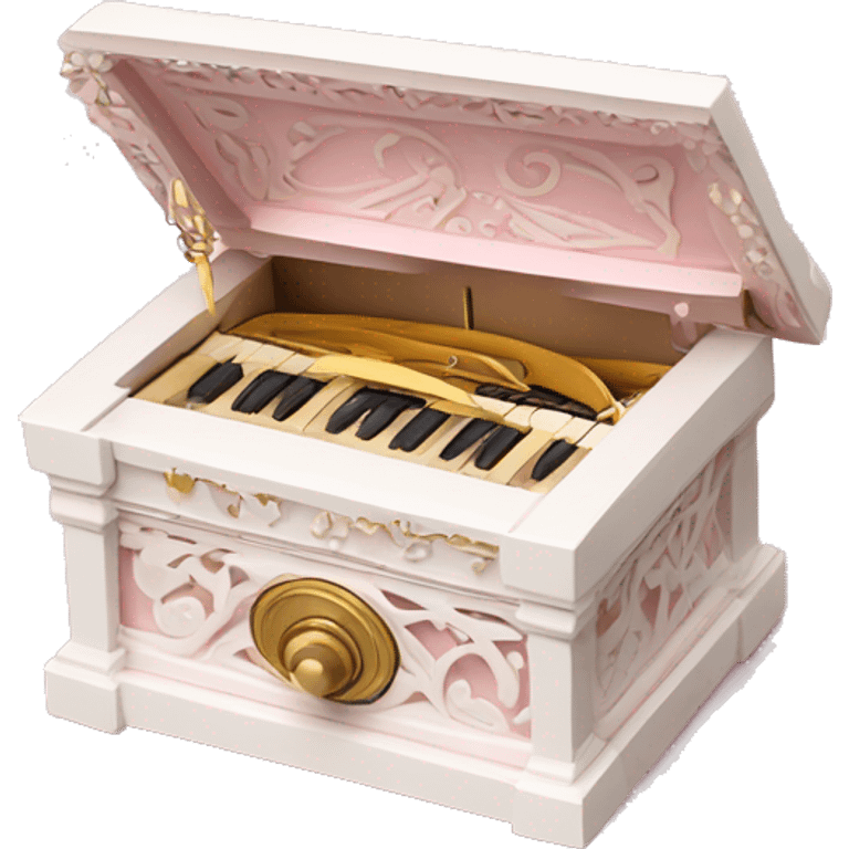 “Create a music box emoji with intricate details and soft pink and white tones.” emoji