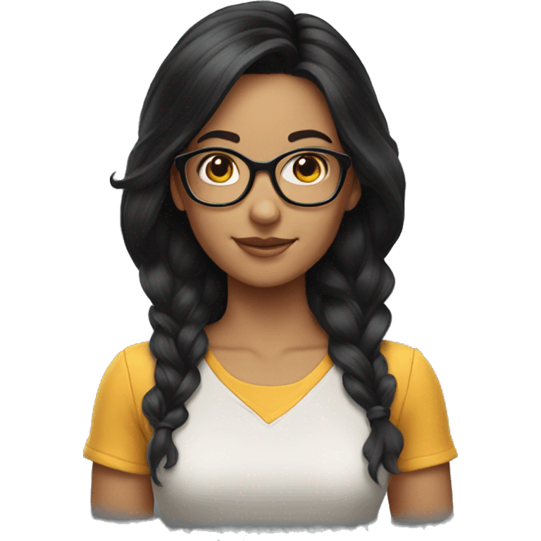 nerd techie girl black hair emoji