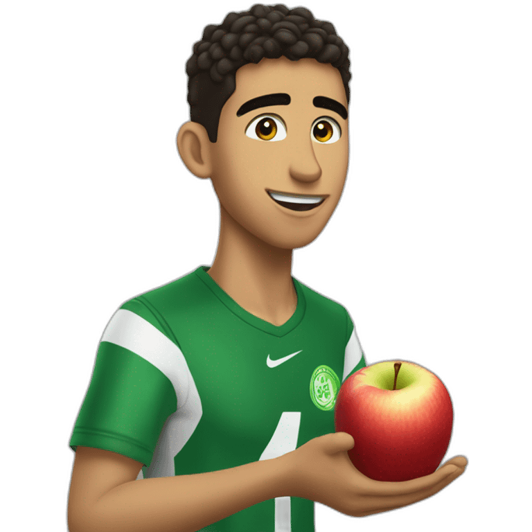 Achraf Hakimi eating a apple emoji