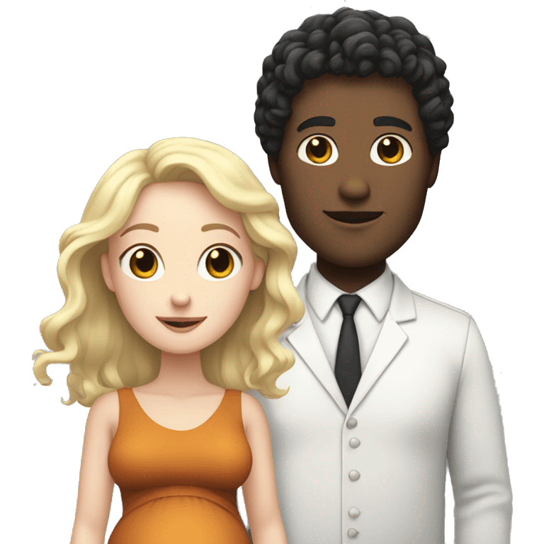 A white-skinned man with curly black hair and a pregnant white-skinned woman with shoulder-length, slightly blonde hair. emoji