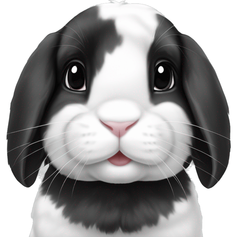 Black and white spot holland lop rabbit emoji