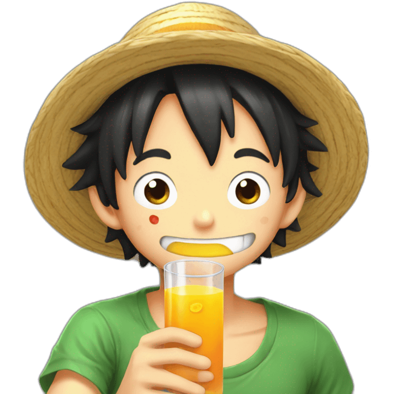 luffy drinking fruit juice emoji