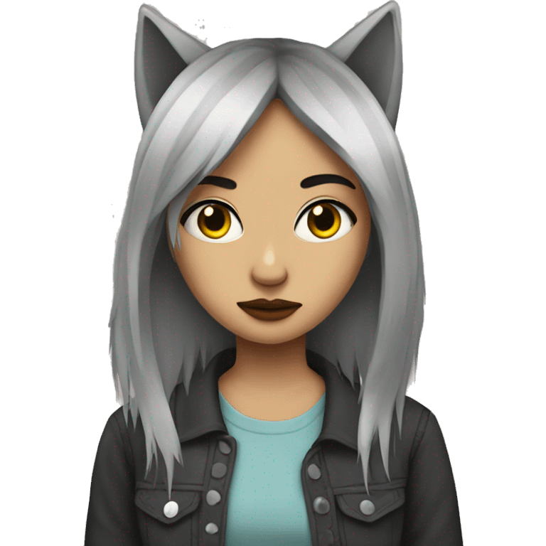 Grunge girl with a wolf cut emoji