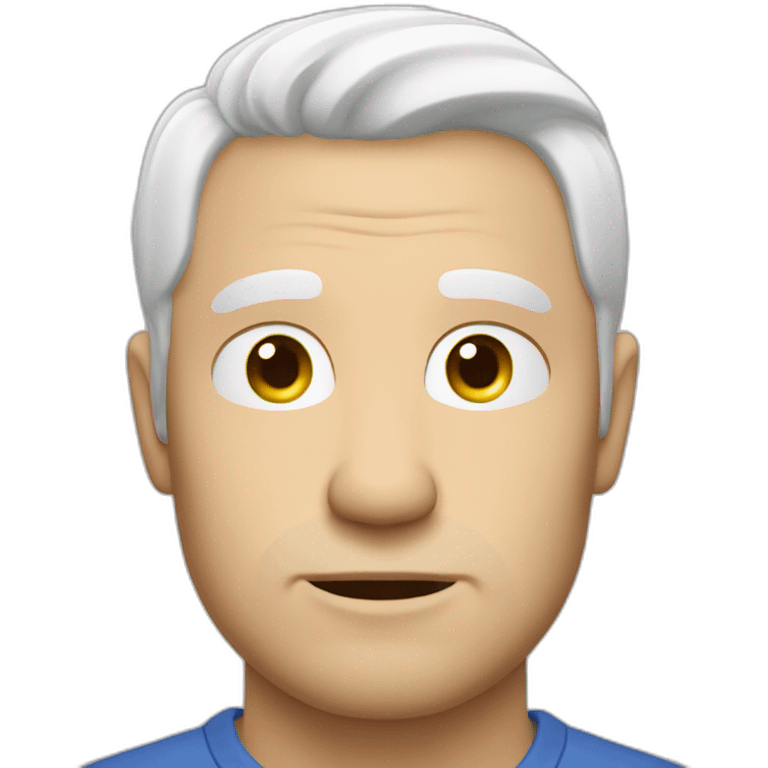 Insecure european guy with white hair wearing a shirt emoji