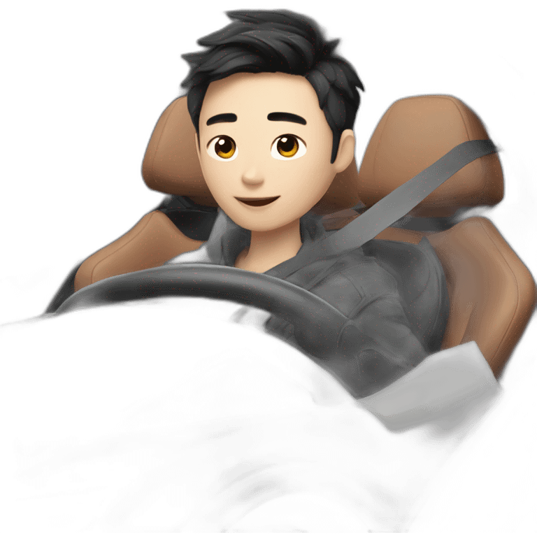 Chen Xiao driving a tesla emoji