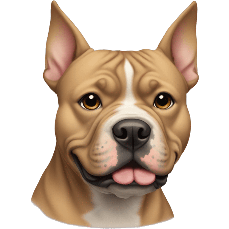 Tan American bully with pointy ears emoji