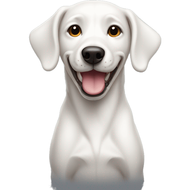 skinny smiling white dog  emoji