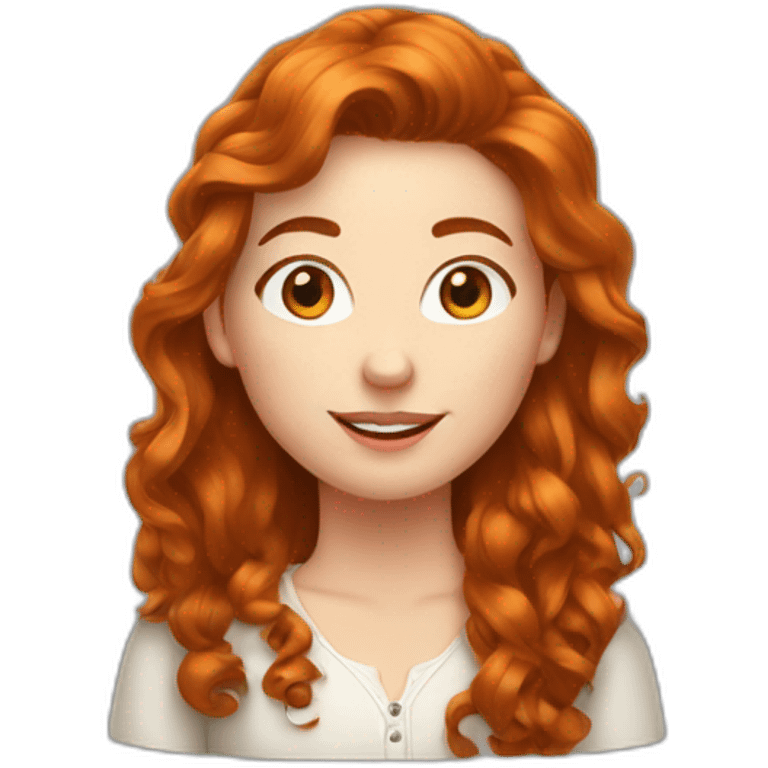 Une fille rousse, cheveux longs et bouclés  emoji