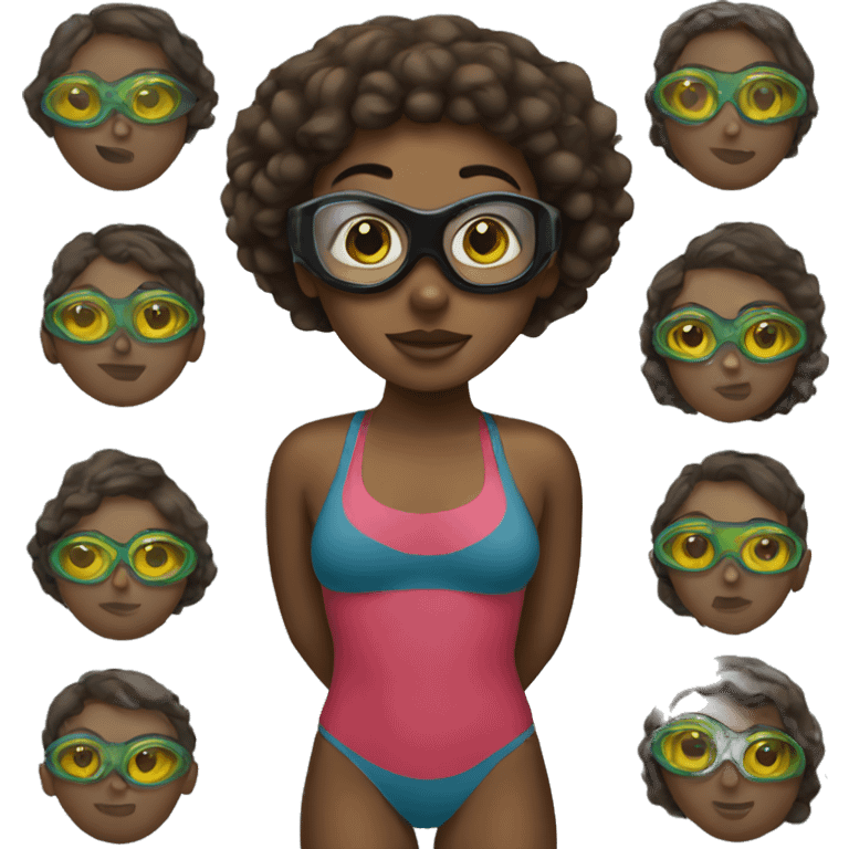 Black girl wearing googles swimming emoji