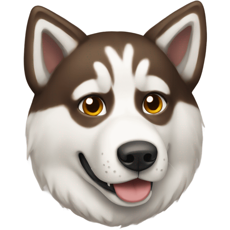 Brown and White husky with horns emoji