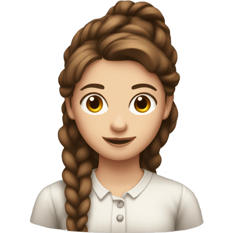 Brown haired young lady with long pigtails  emoji