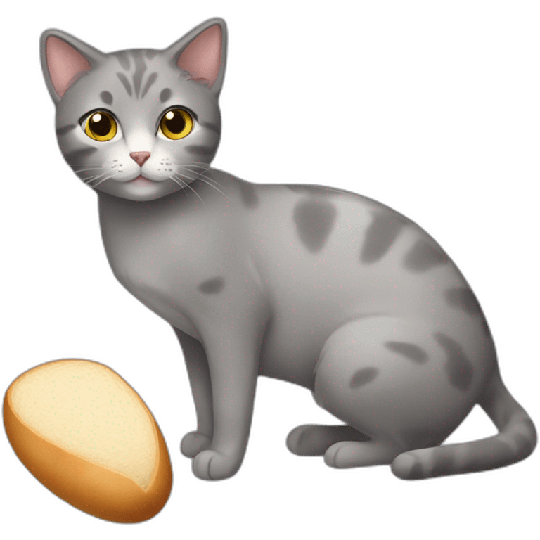 Grey Cat, Brazilian short hair cat, making bread emoji