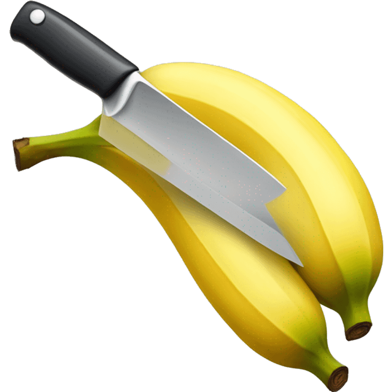 a banana being cut by a knife emoji