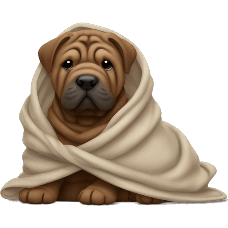 dark brown shar pei wrapped in a blanket emoji