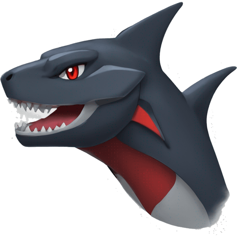 Black Cool Edgy Anthro Sharpedo-Sergal-Garchomp-Fakémon  with White and Red Edgy markings emoji