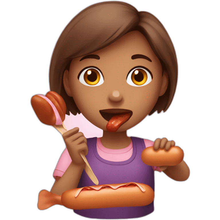 Girl eating sausage emoji