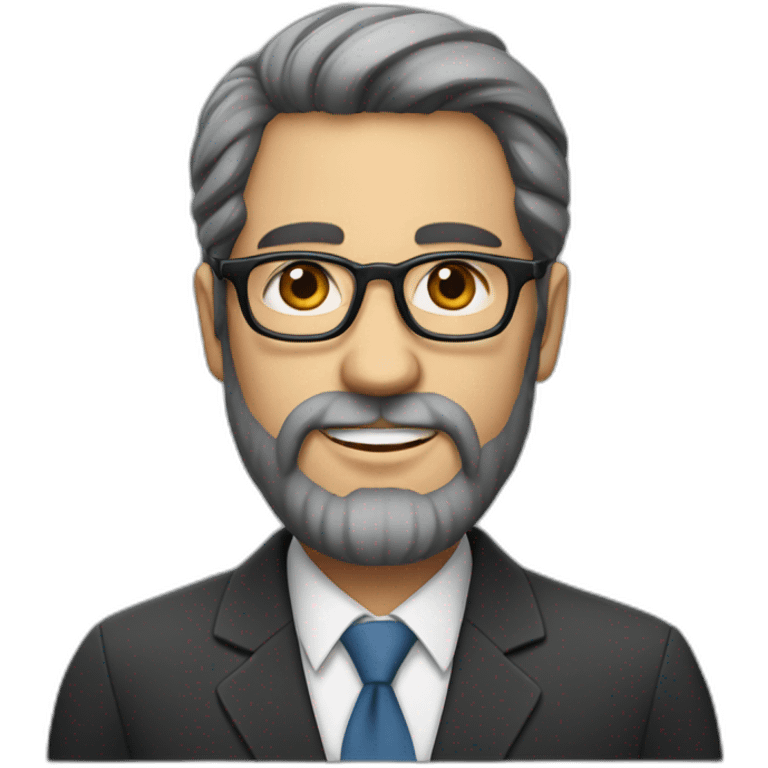 A Jewish man with a beard, thinned dark hair with gray on his head with full lips, in a business suit and glasses emoji