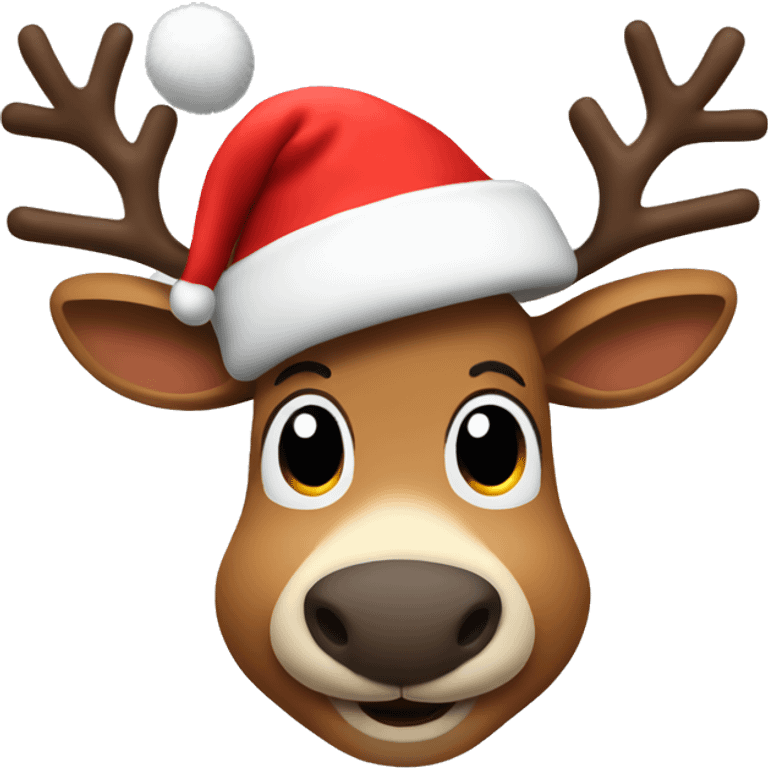 Reindeer wearing Santa hat giving thumbs up emoji