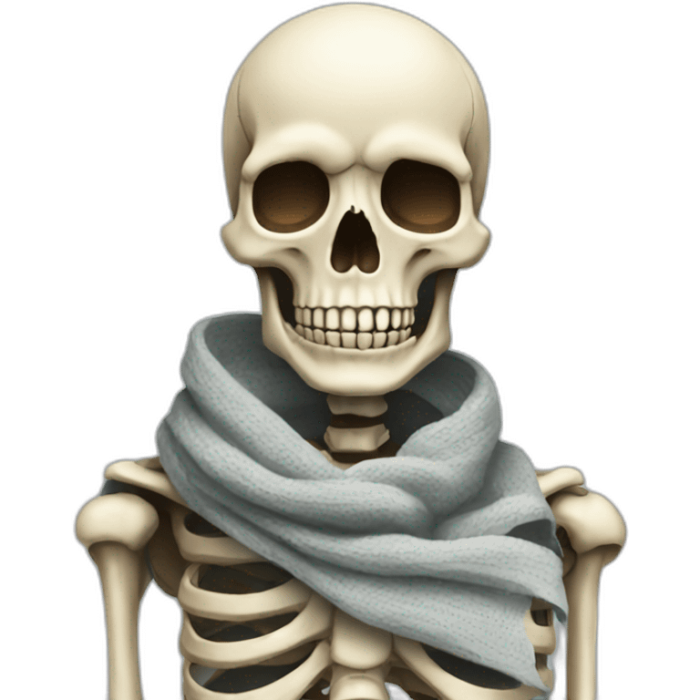 skeleton with nice scarf around neck emoji