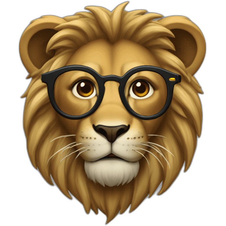 Lion crinière noire lunettes  emoji