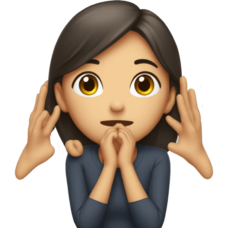 a person holding her ears and begging for forgiveness  emoji