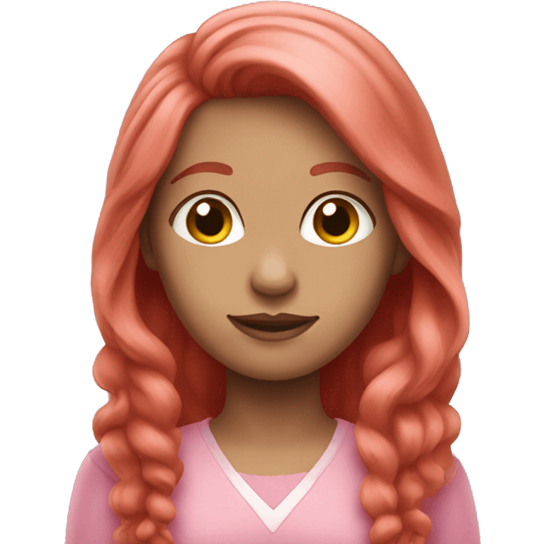 A red-haired girl with long hair in pink clothes emoji