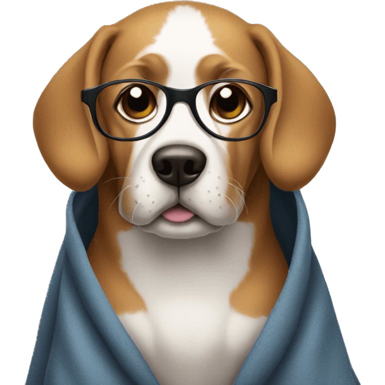 Dog with glasses with oversized cloths emoji