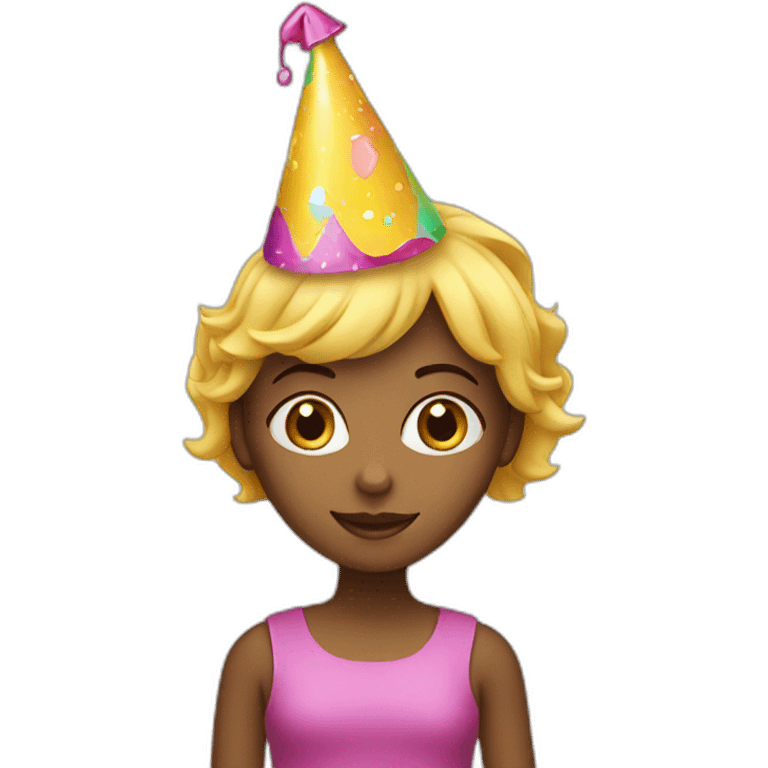 girl wearing party hat emoji