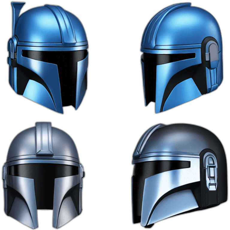 blue and silver mandalorian helmet with black center emoji