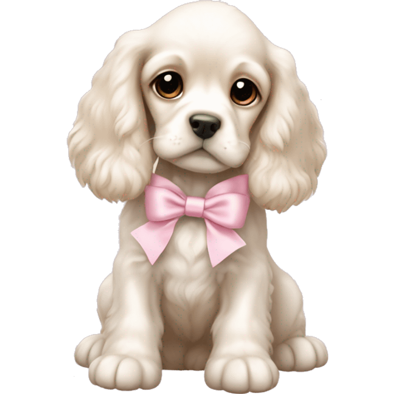 White cocker spaniel puppy with light pink bow emoji