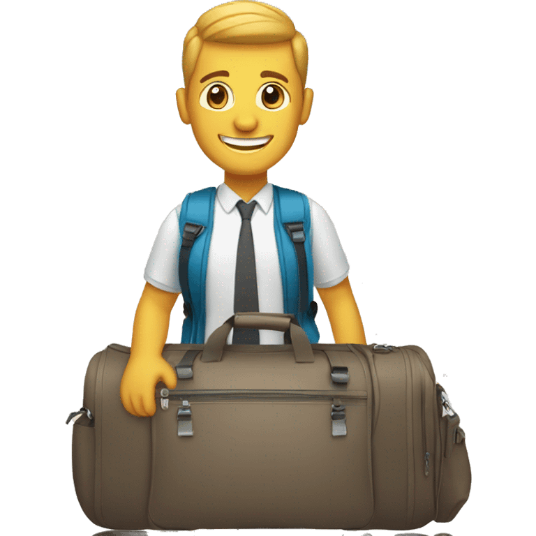 smiling guy with a travel bag emoji