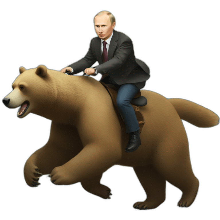 Miniature putin rides a bear emoji