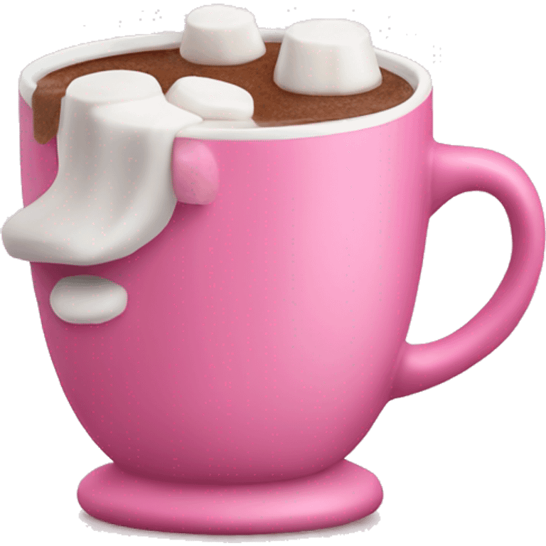  hot chocolate with  marshmallows in a pink cup emoji