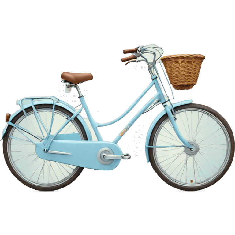 peugeot vintage light blue bike with front basket  emoji