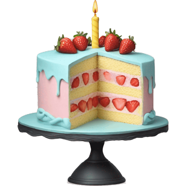 Pastel Birthday cake with strawberry emoji