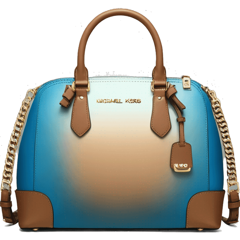 Realistic peacock blue color to tan  ombre michael kors satchel purse. emoji