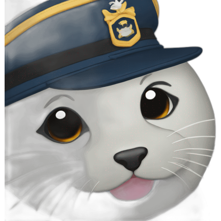 black seal with captain's boat cap wink of an eye emoji