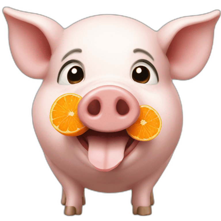 Cochon qui mange une mandarine emoji