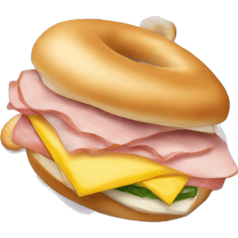 bagel sandwich with ham and egg and cheese emoji