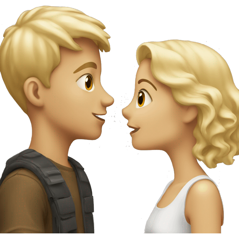 Blonde Girl and boy kissing emoji