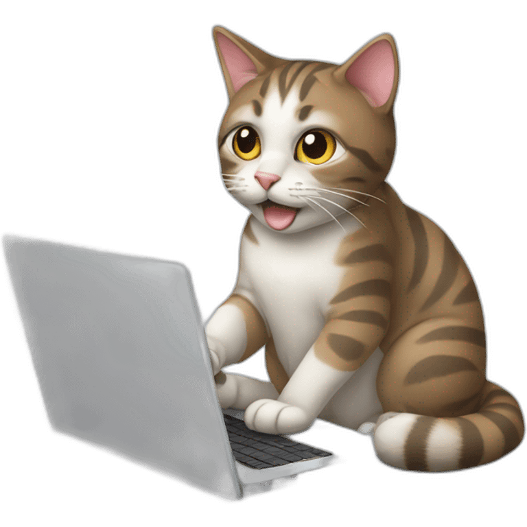 cat doing software on laptop emoji