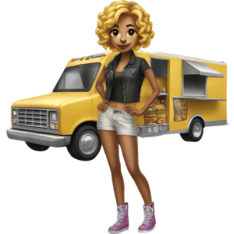 Realistic Catgirl’s lowrider food truck  emoji