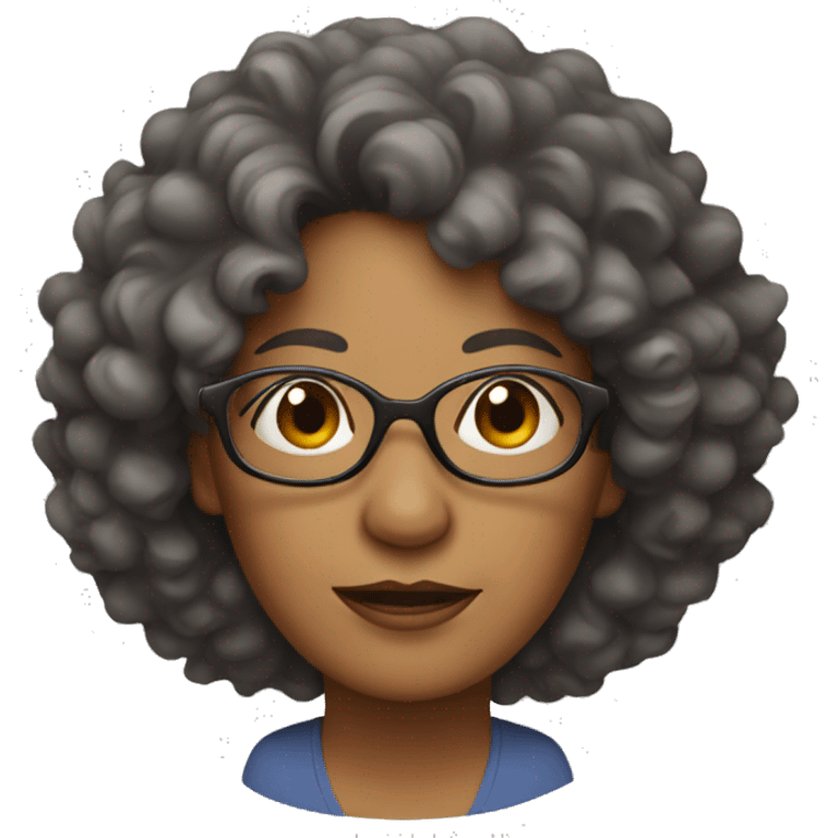 middle age woman with glasses and curly hair emoji