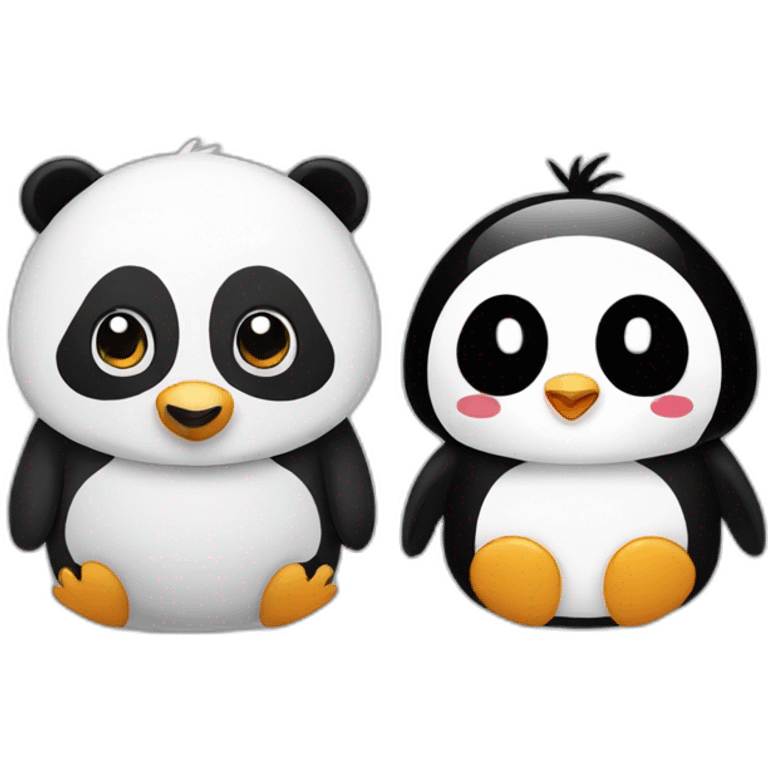 Panda and penguin couple emoji