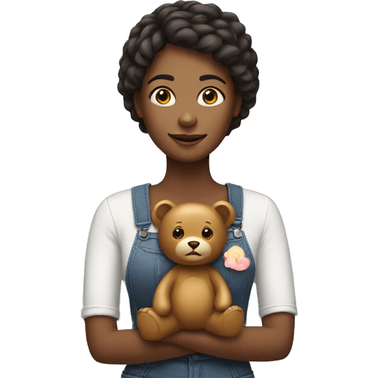 Woman with toy bear emoji